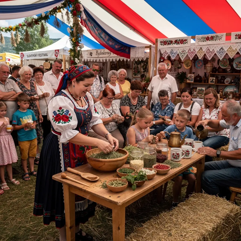 Tradičný čajový set s pohármi a čajníkom v slovenskom štýle